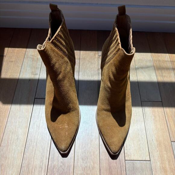 Marc Fisher Tan Suede Ankle Boots - Size 8 - Picture 2 of 7